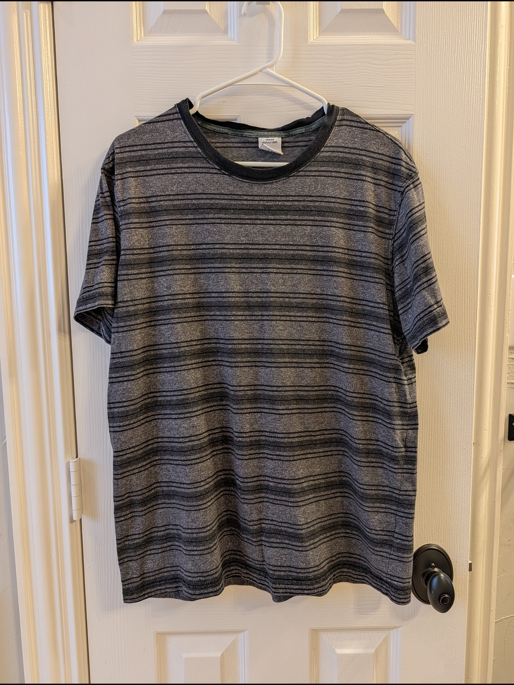Urban Outfitters Black & Gray Striped Short Sleeve Tee
